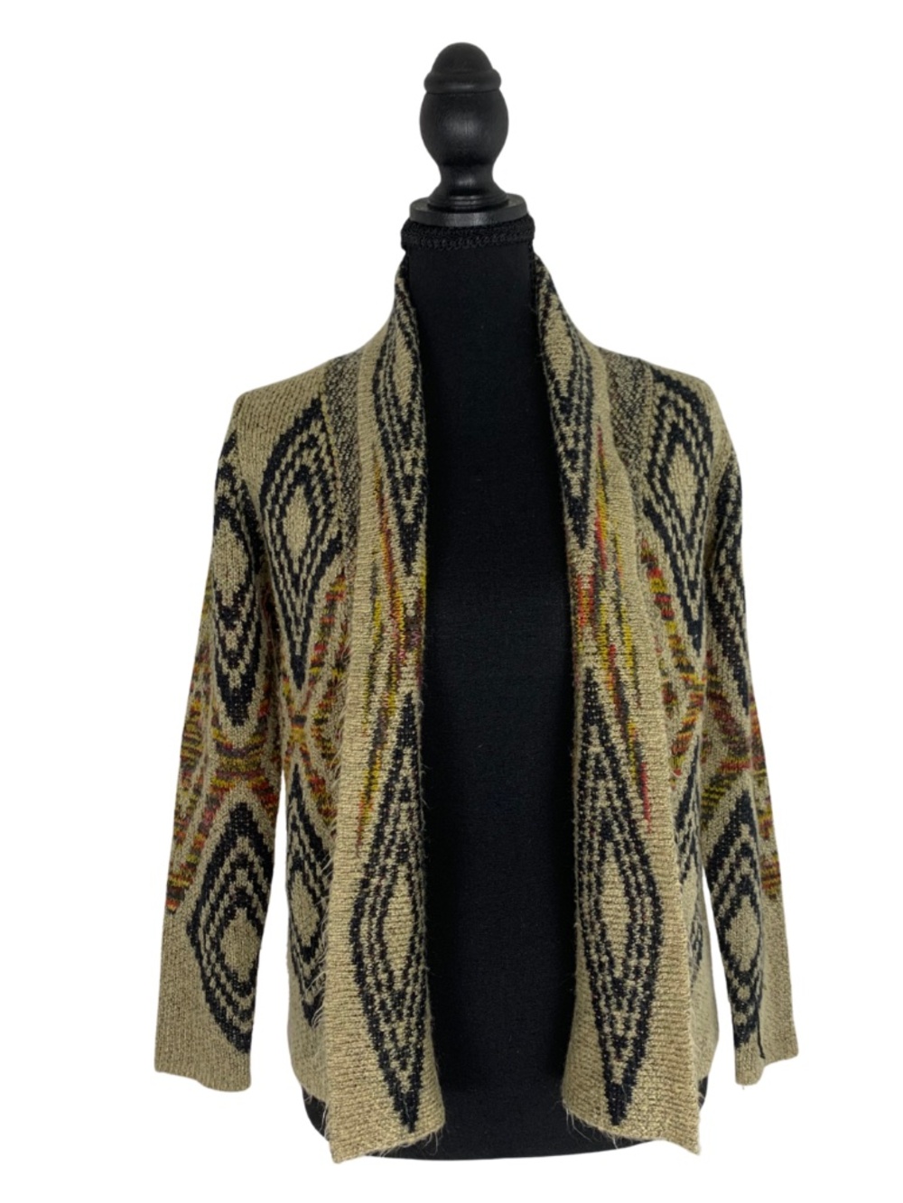 Woven Heart Open-Front Diamond Geometric Cardigan 10/12 Southwestern Boho